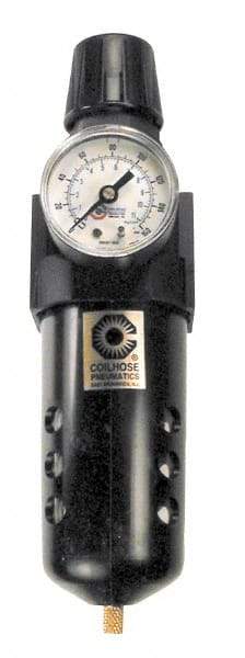 Coilhose Pneumatics - 3/4" NPT Port Standard 1 Piece Filter/Regulator FRL Unit - Metal Bowl, 125 SCFM, 250 Max psi, 10.5" High, Manual Drain - Exact Industrial Supply