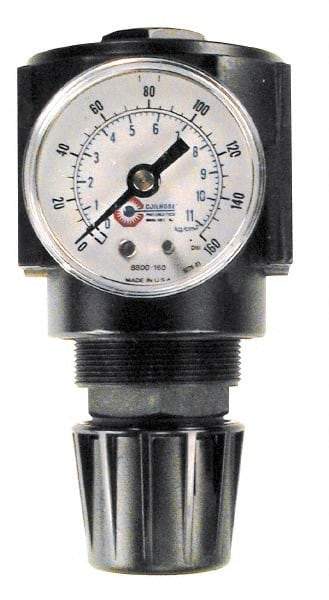 Coilhose Pneumatics - 3/8 NPT Port, 120 CFM, Cast Aluminum Standard Regulator - 0 to 60 psi Range, 250 Max psi Supply Pressure, 1/4" Gauge Port Thread, 2-3/4" Wide x 5-1/2" High - Exact Industrial Supply