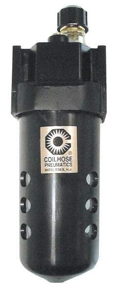 Coilhose Pneumatics - 3/8 NPT Port, 150 Max psi, Standard Lubricator - Polycarbonate Bowl, Cast Aluminum Body, 160 CFM, 120°F Max, 2-3/4" Wide x 8" High - Exact Industrial Supply