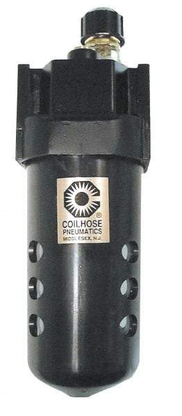 Coilhose Pneumatics - 3/8 NPT Port, 250 Max psi, Standard Lubricator - Metal Bowl, Cast Aluminum Body, 160 CFM, 250°F Max, 2-3/4" Wide x 8" High - Exact Industrial Supply