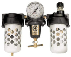 Coilhose Pneumatics - 3/8" NPT Port Heavy Duty 3 Piece Filter-Regulator-Lubricator FRL Unit - Polycarbonate Bowl, 125 Max psi, 6.875" High - Exact Industrial Supply