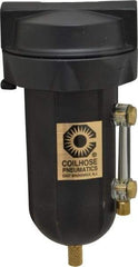 Coilhose Pneumatics - 1/4" Port, 5" High, FRL Filter with Aluminum Bowl & Manual Drain - 250 Max psi, 250°F Max, 4 oz Bowl Capacity - Exact Industrial Supply