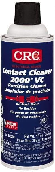 CRC - 13 Ounce Aerosol Contact Cleaner - 30,800 Volt Dielectric Strength, Nonflammable, Food Grade, Plastic Safe - Exact Industrial Supply