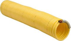 Coilhose Pneumatics - 1/4" ID, 1/4 Thread, 50' Long, Yellow Nylon Coiled & Self Storing Hose - 185 Max psi, Male Swivel x Male Swivel - Exact Industrial Supply