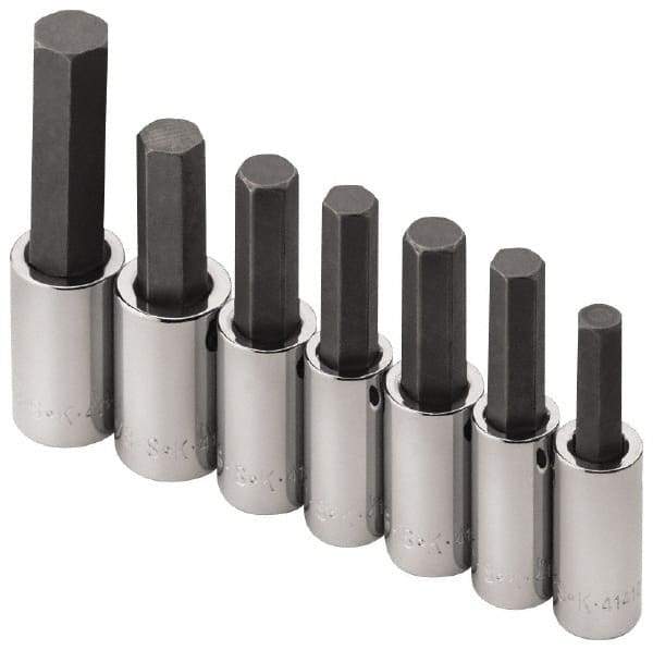 SK - 7 Piece 1/2" Drive Inch Hex Bit Socket Set - 5/16 to 3/4" Hex - Exact Industrial Supply