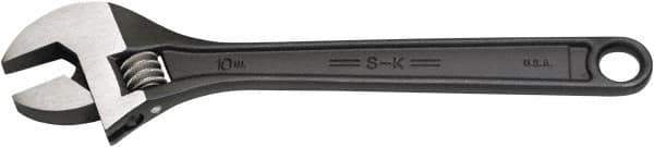 SK - 1-1/8" Jaw Capacity, 10" Standard Adjustable Wrench - Steel, Black Finish, 10" OAL - Exact Industrial Supply