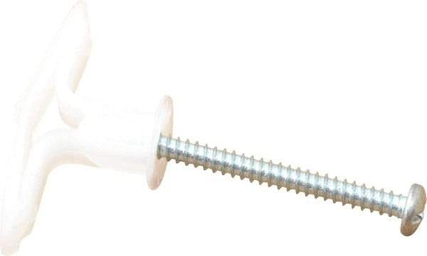 Toggler - #6 to 14 Screw, 5/16" Diam, 1-1/2" Long, 5/8 to 3/4" Thick, Plastic Toggle Drywall & Hollow Wall Anchor - 5/16" Drill, Plastic, Use in Drywall - Exact Industrial Supply