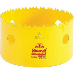 Starrett - 4" Diam, 2" Cutting Depth, Hole Saw - High Speed Steel Saw, Toothed Edge - Exact Industrial Supply