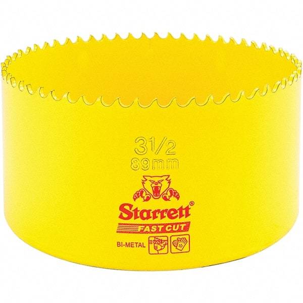Starrett - 3-1/2" Diam, 1-5/8" Cutting Depth, Hole Saw - High Speed Steel Saw, Toothed Edge - Exact Industrial Supply
