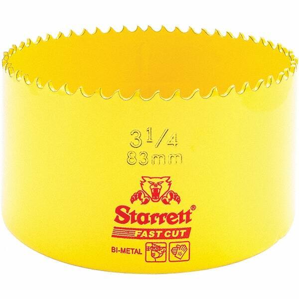 Starrett - 3-1/4" Diam, 1-5/8" Cutting Depth, Hole Saw - High Speed Steel Saw, Toothed Edge - Exact Industrial Supply
