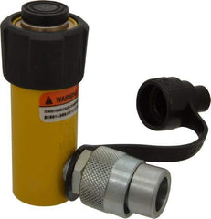 Enerpac - 5 Ton, 1" Stroke, 0.99 Cu In Oil Capacity, Portable Hydraulic Single Acting Cylinder - 0.99 Sq In Effective Area, 4.34" Lowered Ht., 5.34" Max Ht., 1.13" Cyl Bore Diam, 1" Plunger Rod Diam, 10,000 Max psi - Exact Industrial Supply