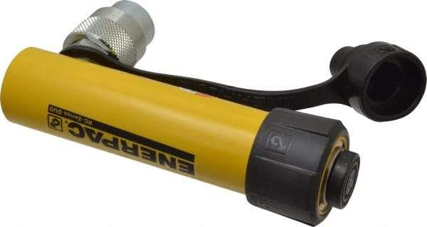Enerpac - 5 Ton, 3" Stroke, 2.98 Cu In Oil Capacity, Portable Hydraulic Single Acting Cylinder - 0.99 Sq In Effective Area, 6.5" Lowered Ht., 9.5" Max Ht., 1.13" Cyl Bore Diam, 1" Plunger Rod Diam, 10,000 Max psi - Exact Industrial Supply