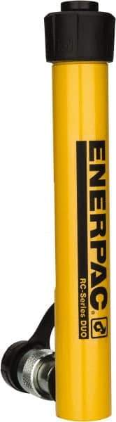 Enerpac - 5 Ton, 7" Stroke, 6.96 Cu In Oil Capacity, Portable Hydraulic Single Acting Cylinder - 0.99 Sq In Effective Area, 10.75" Lowered Ht., 17.75" Max Ht., 1.13" Cyl Bore Diam, 1" Plunger Rod Diam, 10,000 Max psi - Exact Industrial Supply