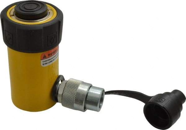 Enerpac - 10 Ton, 2.13" Stroke, 4.75 Cu In Oil Capacity, Portable Hydraulic Single Acting Cylinder - 2.24 Sq In Effective Area, 4.78" Lowered Ht., 6.91" Max Ht., 1.69" Cyl Bore Diam, 1.5" Plunger Rod Diam, 10,000 Max psi - Exact Industrial Supply