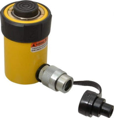 Enerpac - 15 Ton, 1" Stroke, 3.14 Cu In Oil Capacity, Portable Hydraulic Single Acting Cylinder - 3.14 Sq In Effective Area, 4.88" Lowered Ht., 5.88" Max Ht., 2" Cyl Bore Diam, 1.625" Plunger Rod Diam, 10,000 Max psi - Exact Industrial Supply