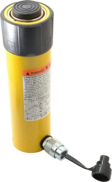 Enerpac - 25 Ton, 8.25" Stroke, 42.55 Cu In Oil Capacity, Portable Hydraulic Single Acting Cylinder - 5.16 Sq In Effective Area, 12.75" Lowered Ht., 21" Max Ht., 2.56" Cyl Bore Diam, 2.25" Plunger Rod Diam, 10,000 Max psi - Exact Industrial Supply