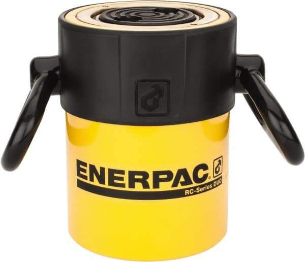 Enerpac - 50 Ton, 2" Stroke, 22.09 Cu In Oil Capacity, Portable Hydraulic Single Acting Cylinder - 11.04 Sq In Effective Area, 6.94" Lowered Ht., 8.94" Max Ht., 3.75" Cyl Bore Diam, 3.125" Plunger Rod Diam, 10,000 Max psi - Exact Industrial Supply