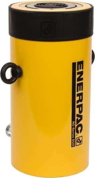 Enerpac - 100 Ton, 6.63" Stroke, 136.67 Cu In Oil Capacity, Portable Hydraulic Single Acting Cylinder - 20.63 Sq In Effective Area, 14.06" Lowered Ht., 20.69" Max Ht., 5.13" Cyl Bore Diam, 4.125" Plunger Rod Diam, 10,000 Max psi - Exact Industrial Supply