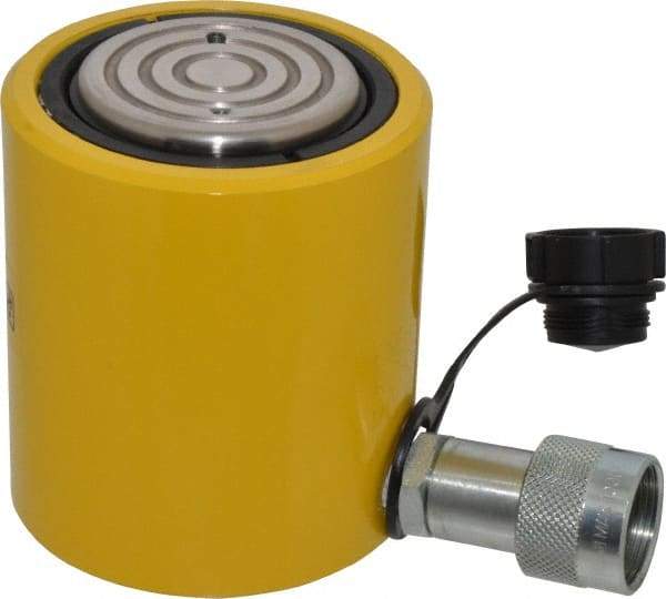 Enerpac - 30 Ton, 2.44" Stroke, 15.82 Cu In Oil Capacity, Portable Hydraulic Low Profile Cylinder - 6.49 Sq In Effective Area, 4.63" Lowered Ht., 7.06" Max Ht., 2.88" Cyl Bore Diam, 2.62" Plunger Rod Diam, 10,000 Max psi - Exact Industrial Supply