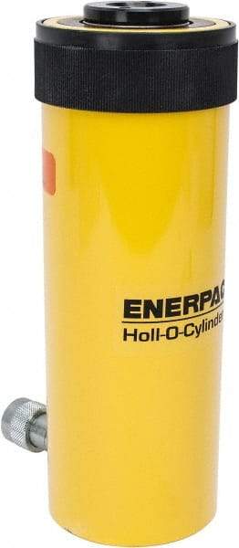 Enerpac - 30 Ton, 6.13" Stroke, 44.23 Cu In Oil Capacity, Portable Hydraulic Hollow Hole Cylinder - 7.22 Sq In Effective Area, 13" Lowered Ht., 19.13" Max Ht., 3.5" Cyl Bore Diam, 2.5" Plunger Rod Diam, 10,000 Max psi - Exact Industrial Supply