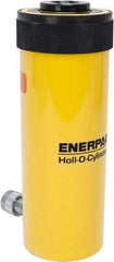Enerpac - 30 Ton, 6.13" Stroke, 44.23 Cu In Oil Capacity, Portable Hydraulic Hollow Hole Cylinder - 7.22 Sq In Effective Area, 13" Lowered Ht., 19.13" Max Ht., 3.5" Cyl Bore Diam, 2.5" Plunger Rod Diam, 10,000 Max psi - Exact Industrial Supply