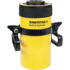 Enerpac - 60 Ton, 6" Stroke, 76.41 Cu In Oil Capacity, Portable Hydraulic Hollow Hole Cylinder - 12.73 Sq In Effective Area, 12.75" Lowered Ht., 18.75" Max Ht., 4.88" Cyl Bore Diam, 3.63" Plunger Rod Diam, 10,000 Max psi - Exact Industrial Supply