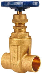 NIBCO - 1-1/2" Pipe, Class 125, Soldered Bronze Solid Wedge Stem Gate Valve with Drain - 200 WOG, 125 WSP, Screw-In Bonnet - Exact Industrial Supply