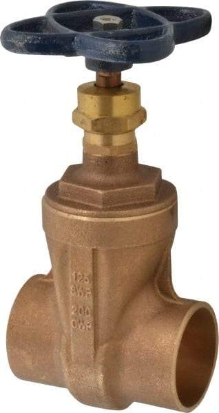 NIBCO - 2" Pipe, Class 125, Soldered Bronze Solid Wedge Stem Gate Valve - 200 WOG, 125 WSP, Screw-In Bonnet - Exact Industrial Supply