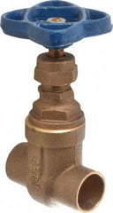 NIBCO - 3/4" Pipe, Class 125, Soldered Bronze Solid Wedge Stem Gate Valve - 200 WOG, 125 WSP, Screw-In Bonnet - Exact Industrial Supply