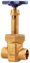 NIBCO - 3/8" Pipe, Class 150, Soldered Bronze Solid Wedge Rising Stem Gate Valve - 300 WOG, 150 WSP, Bolted Bonnet - Exact Industrial Supply