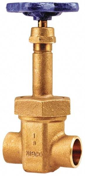 NIBCO - 1-1/2" Pipe, Class 150, Soldered Bronze Solid Wedge Rising Stem Gate Valve with Oxygen Service - 300 WOG, 150 WSP, Bolted Bonnet - Exact Industrial Supply