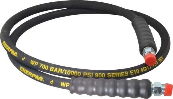 Enerpac - 3/8" Inside Diam x 3/8 NPT 6' Hydraulic Pump Hose - 10,000 psi, 3/8 NPTF Male Opposite End, Rubber - Exact Industrial Supply