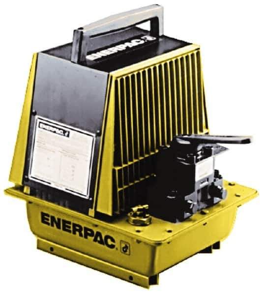 Enerpac - 10,000 psi Air-Hydraulic Pump & Jack - 1 Gal Oil Capacity, 3-Way, 2 Position Valve, Use with Single Acting Cylinders, Advance & Retract - Exact Industrial Supply