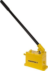 Enerpac - 1" Piston Stroke, 9/16" Piston Diam, 1/4 Cu In per Stroke, 50 Cu In Reservoir Capacity, Manual Hydraulic Pump - 3,000 psi, 61 Lbs. Max Handle Effort, 1 Stage - Exact Industrial Supply