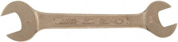 Ampco - 8mm x 9mm Nonsparking Open End Wrench - 5" OAL, Double End, Plain Finish - Exact Industrial Supply