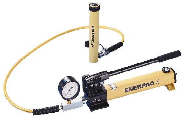 Enerpac - Manual Pump & Cylinder Sets; Load Capacity (Ton): 25 ; Includes: 2-Speed Pump; 6' Hose; Calibrated Gauge w/Gauge Adaptor; Cylinder ; Cylinder Number: RC-254 ; Pump Number: P-392 - Exact Industrial Supply