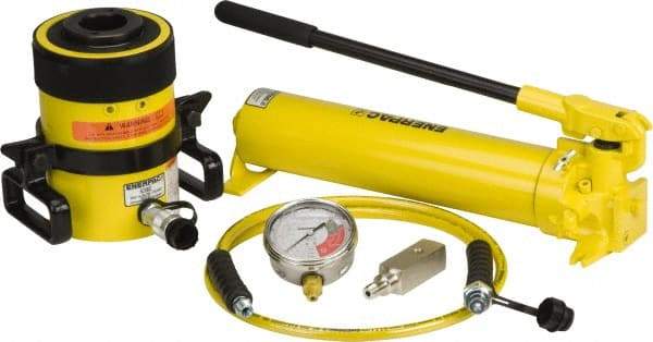 Enerpac - 60 Ton Capacity, Cylinder No. RCH-603, Manual Hydraulic Pump & Cylinder Set - Pump No. P-80 - Exact Industrial Supply