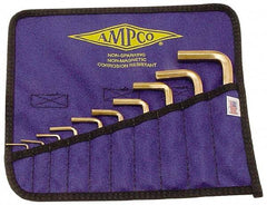 Ampco - 10 Piece L-Key Short Arm Hex Key Set - Hex Range 1.5 to 10mm, Beryllium Copper - Exact Industrial Supply