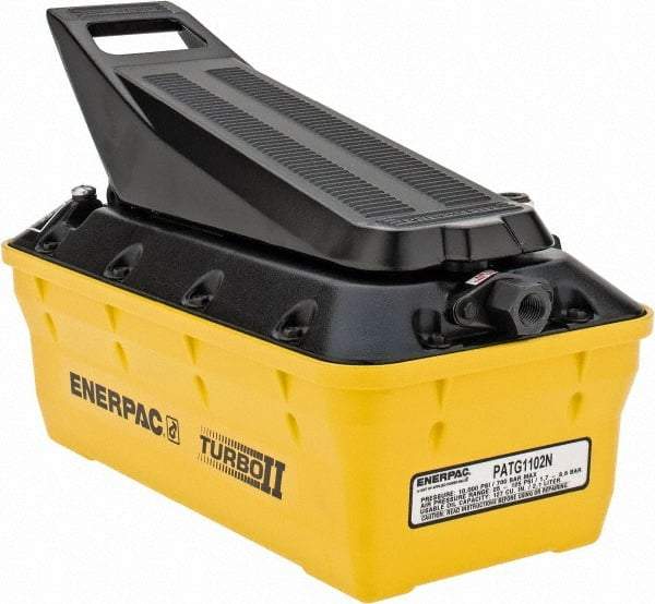 Enerpac - 10,000 psi Air-Hydraulic Pump & Jack - 127 Cu In Oil Capacity, Use with Single Acting Cylinders, Advance, Hold & Retract - Exact Industrial Supply