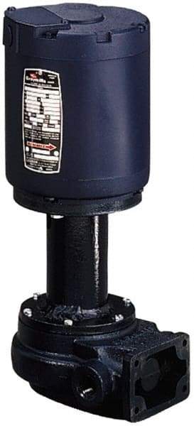 Graymills - 115 Volt, 1/6 hp, 1 Phase, 3,450 RPM, Cast Iron Flanged Outside Suction Machine Tool & Recirculating Pump - 7-1/2" Long x 4-1/2" Mounting Flange Width, NPT Thread, Glass Filled Celcon Impeller - Exact Industrial Supply