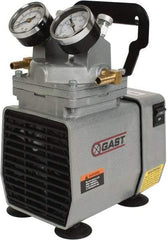 Gast - 1/8 HP Lab Model Diaphragm Pump - 115 VAC, 60 Max psi, 7.62" Long x 5.12" Wide x 7.59" High - Exact Industrial Supply