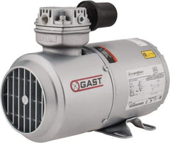 Gast - 1/6 hp, 1.8 CFM, Piston Vacuum Pump - 27.5 Hg/In, 115-1 Volt, 5.63" Long x 11.62" Wide x 8.58" High - Exact Industrial Supply