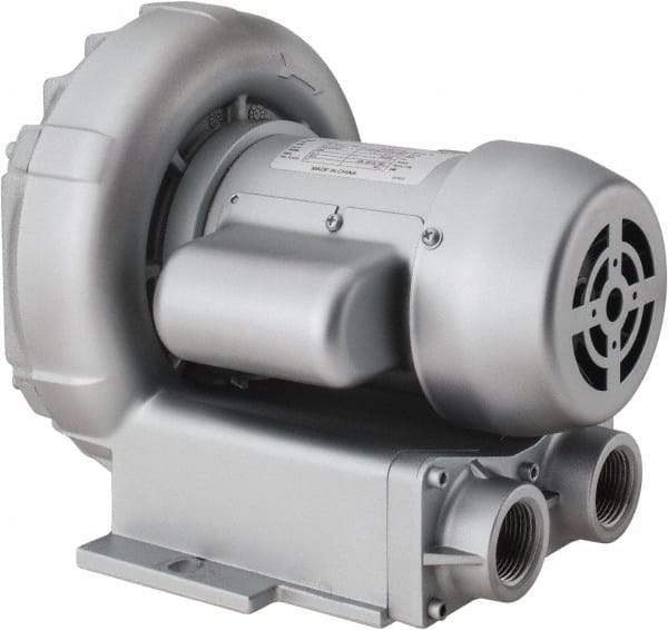 Gast - 1/8 HP Single Phase Regenerative Air Blower - 115/230V, 27 Max CFM, 28.5" Max Water Pressure, 26.5" Max Vacuum Water Pressure, 2.3/1.0 Full Load Amps - Exact Industrial Supply