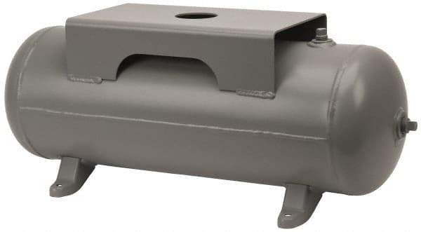 Made in USA - 10 Gallon, 200 Max psi Horizontal Tank with Plate - 30" Tank Length x 10" Tank Diam - Exact Industrial Supply