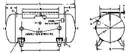 Made in USA - 120 Gallon, 200 Max psi Horizontal Tank with Plate - 2" Inlet, 69" Tank Length x 24" Tank Diam - Exact Industrial Supply