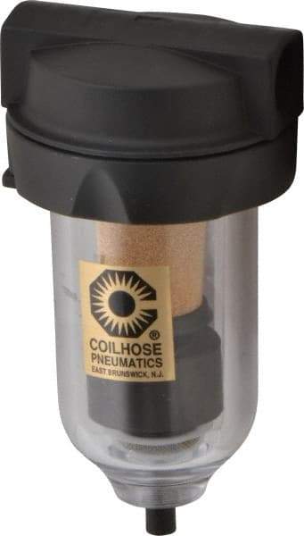 Coilhose Pneumatics - 3/8" Port, 5" High, FRL Filter with Polycarbonate Bowl & Automatic Drain - 150 Max psi, 120°F Max, 4 oz Bowl Capacity - Exact Industrial Supply
