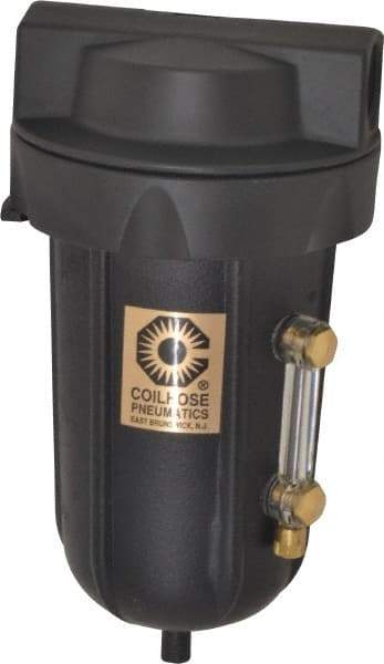 Coilhose Pneumatics - 1/2" Port, 7" High, FRL Filter with Aluminum Bowl & Automatic Drain - 250 Max psi, 250°F Max, 8 oz Bowl Capacity - Exact Industrial Supply