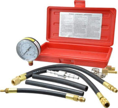Value Collection - 12" Hose Length, 0 to 100 psi, Mechanical Automotive Fuel Injection Tester - 1 Lb Graduation, Steel - Exact Industrial Supply