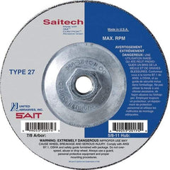 Sait - 9" Wheel Diam, 1/8" Wheel Thickness, Type 27 Depressed Center Wheel - Ceramic, Resinoid Bond, 6,600 Max RPM, Compatible with Angle Grinder - Exact Industrial Supply