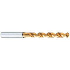 Jobber Length Drill Bit: 0.8071″ Dia, 120 °, Vanadium High Speed Steel TiN Finish, Right Hand Cut, Spiral Flute, Straight-Cylindrical Shank